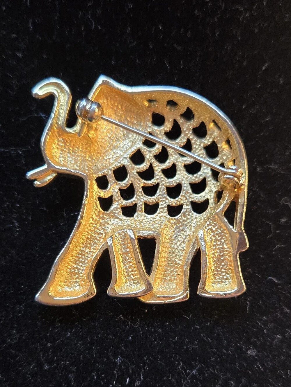 Gold Tone Elephant Brooch